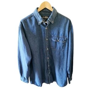 Vintage Canyon Guide Outfitters  Men's Blue Denim Button Up Shirt Size XL